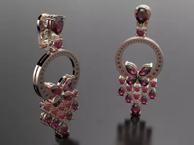 Earrings with different stones 3D print model
