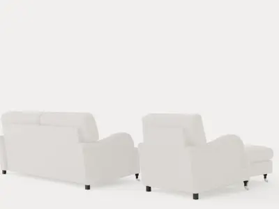 Howard Classic Sofa Group 3 5 Seater Armchair Footstool Low-poly 3D model