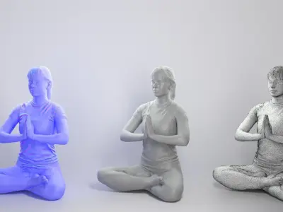 Beautiful young woman in lotus pose 307 Low-poly 3D model
