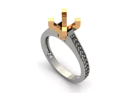 Solitaire Engagement Ring Diamond Women Ring Stone 3D print STL 3D print model