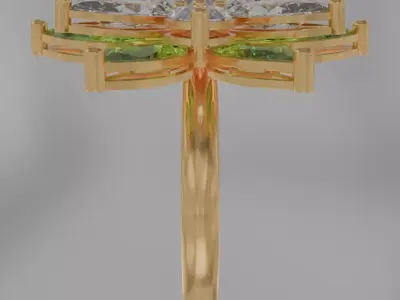 six flower shaped ring with gems 3D model jewelry 3D model