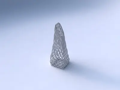 Vase top bent rectangle with diagonal grid lattice 3D print model