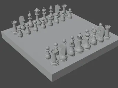 chess board games Low-poly 3D model