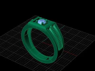 Print Ready STL 3DM  Gents Rings Diamond Men Ring  3D print model 177