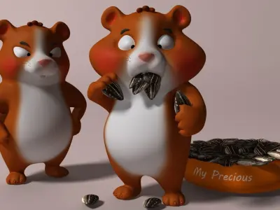 Cartoon Hamster Rigged  Low-poly 3D model