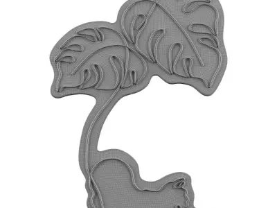 MonsteraCat Neon Sign 3D model