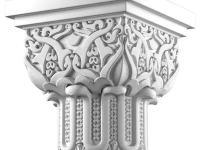 Arabic Oriental Wooden Column Capital 3D model