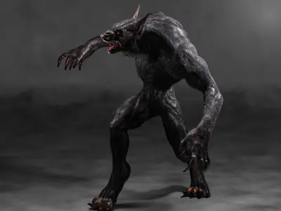 Werewolf demon with claws Low-poly 3D model