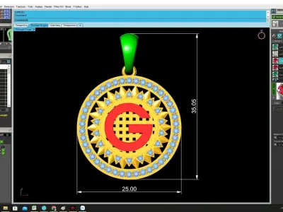 Luxury Diamond Initial G Pendant Necklace 3D Model 4353 3D print model