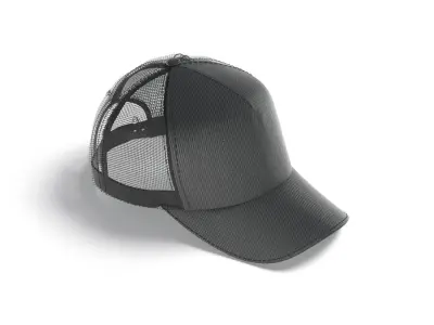 Black Trucker Hat - sport mesh baseball cap 3D model