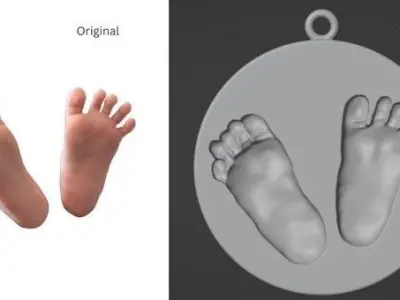 Baby Feet Medallion 3D print model