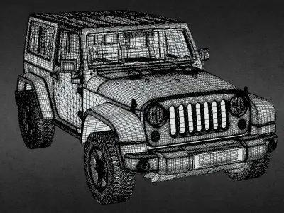 Indian Jeep Wrangler With Interior - Highpoly 3D model