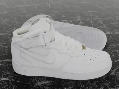 NIKE AIR FORCE ONE 1 WHITE HIGH 3D SHOES Low-poly 3D model