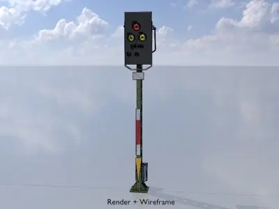 KS Railway Signal Post 4500mm Version-2 Low-poly 3D model