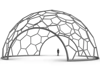 Hexagonal Dome structure Geodesic Like Wireframe Design V2 3D model