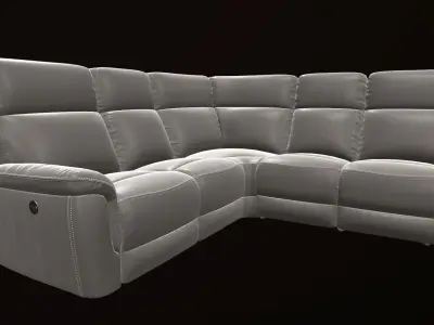 5 Seater Dark Grey Leather Power Reclining Sofa Low-poly 3D model