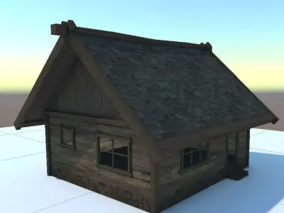 Wood house Low Poly Free low-poly 3D model