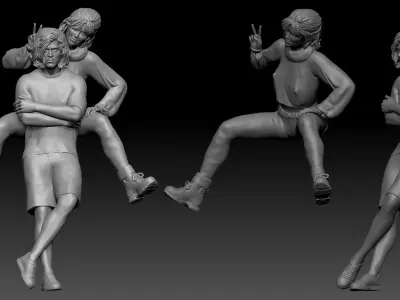 couple poses in car 3D print model