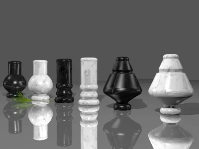 White and Black Marble Vase Decoration Low-poly 3D model
