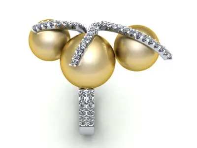 Three Pear Wedding Ring 400 3D print model