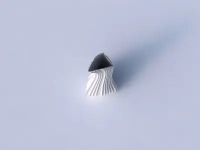 Vase puffy bent triangle with extruded vertical lines 3D print model