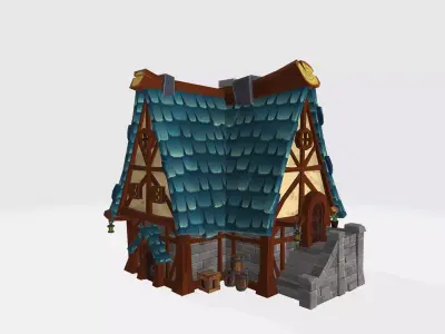 Cartoon House Low-poly 3D model order