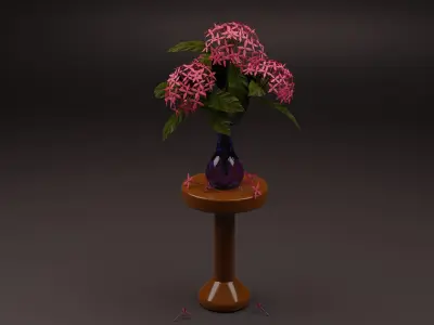 Ixora Flower Vase 3D model