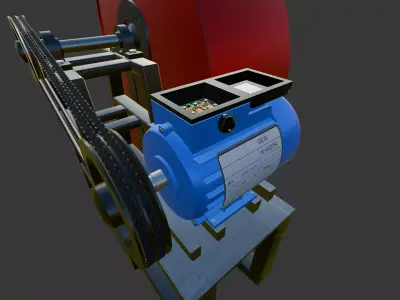 AC Electric Motor Low Poly PBR 3D Model Low-poly 3D model