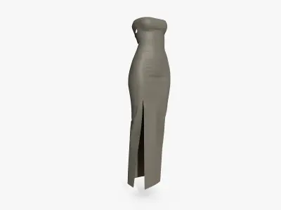 Maxi Dress with Slit Low-poly 3D model