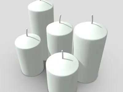 Candle Set four cylinders Low-poly 3D model