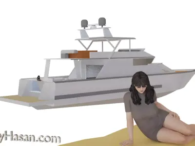 Yacht 3D model boat Free low-poly 3D model