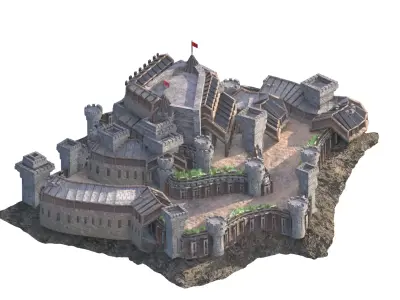 Medieval Town City Building Castle Tower Blender Low-poly 3D model