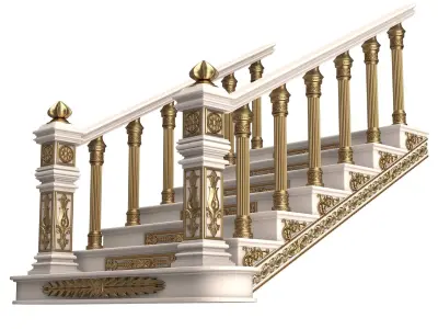 Carved Stair 05 White Low-poly 3D model