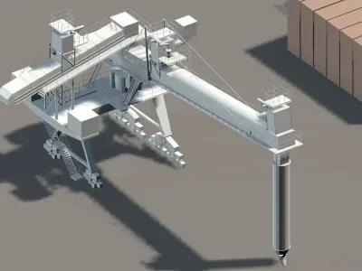 car train ship  buildings Low-poly 3D model