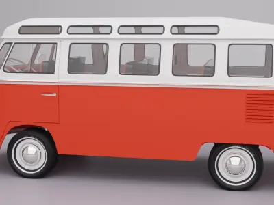 A red 1965 Volkswagen Samba T1 3D model