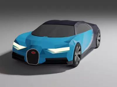 Low Poly Bugatti Chiron Low-poly 3D model