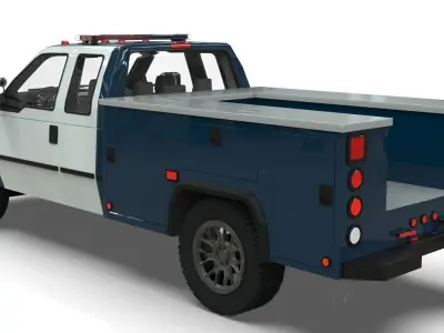 Lowpoly Police Truck Low-poly 3D model
