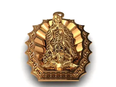 Our lady of guadalupe Pendant-Dije virgen maria Saint mary charm 3D print model