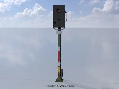 KS Railway Signal Post 4500mm Version-14 Low-poly 3D model