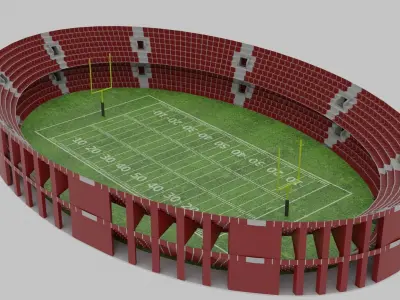 American Football Stadium Low-poly 3D model 9