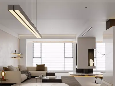 Modern living room dining room interior scenes 596 3D model