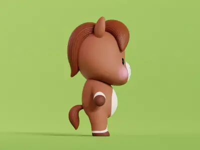Horse Character Cartoon Pony Chibi Kawaii  Low-poly 3D model