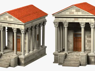old building with columns ancient greece high-poly 3D model