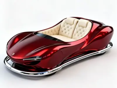 Crimson Glide- Luxury Concept Sleigh 3D Model Low-poly 3D model