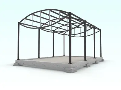 Cable-stayed beam structure 3D model