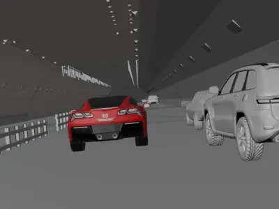 Night Car Track Vehicle Light 3D model Low-poly 3D model