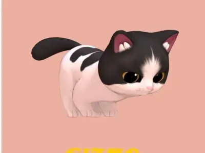 Cartoon Moggie Low-poly 3D model