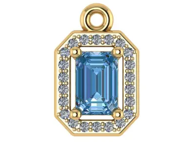 Pendant necklace with a gemstone Emerald 3D model 3D print model 3D print model
