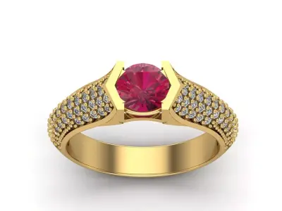 Womens Rings With Stone Ring Ready STL 3DM Models Rings women 3D print model