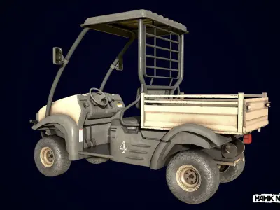 Open cab utility vehicle quadricycle Low-poly 3D model
